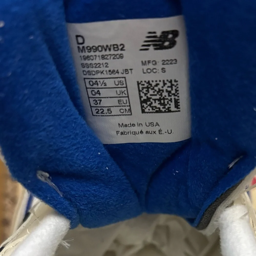 New Balance 990v2 Made in US White/Blue Teddy Santis Sneakers New in Box